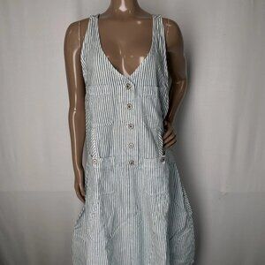 Free People Women’s Bendita Striped Sleeveless Midi Dress – Navy Blue/White – S